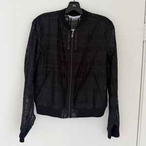 Zara Black Sheer organza Bomber Jacket size medium